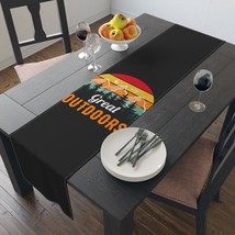 Nature-Inspired Table Runner: Retro Sunset &amp; Mountain Graphic, Cotton or... - $36.05+