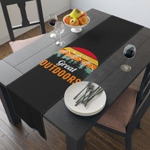 Nature-Inspired Table Runner: Retro Sunset &amp; Mountain Graphic, Cotton or... - £26.94 GBP+