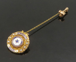 10K GOLD - Vintage Antique Pearls American Legion Badge Brooch Pin - GB086 - £225.15 GBP
