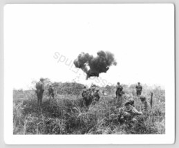 1940s Black &amp; White Photo Of A WW2 Air Burst Artillery Above US Marines - £12.72 GBP