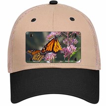 Butterfly Monarch On Flower Novelty Khaki Mesh License Plate Hat - £23.12 GBP