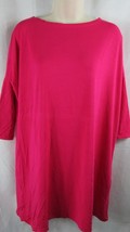 Lolly Wolly Doodle dark hot pink Brooklyn t-shirt dress 3/4 sleeves XS s... - $13.36