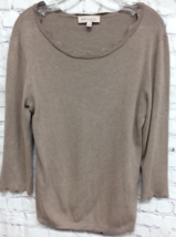 Philosophy Womens Pullover Sweater Brown Long Sleeve Ruffle Stretch M - $15.35