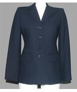 Ralph Lauren Dark Navy Blue Wool Blend 3-Pkt Split Black Lined Blazer Wm... - $61.11 CAD