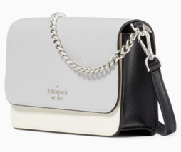 Kate Spade Madison Flap Crossbody Bag Gray White Black Leather KC517 NWT $299 FS - £78.14 GBP