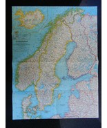 Vtg 1963 National Geographic Scandinavia map - $15.00