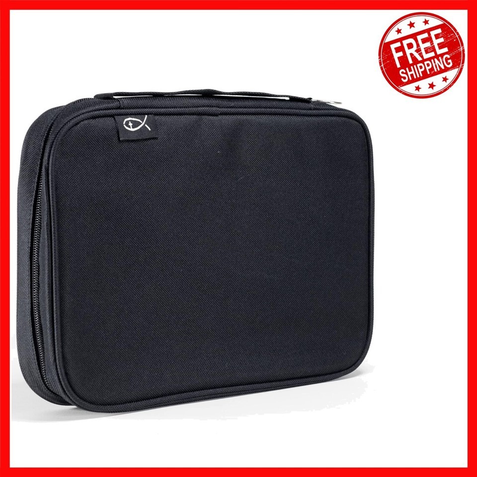 Black Zip Closure Bible Case - Multiple Pocket Design for Organized Bibl... - $28.70