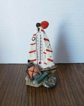 Ceramic Red and White 5 Inch Sailboat Nautical Thermometer Figurine Décor - £7.11 GBP