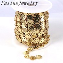 5 Meters, hot selling Fashion smile charm flat chain gold color Happy Link Chain - £31.79 GBP