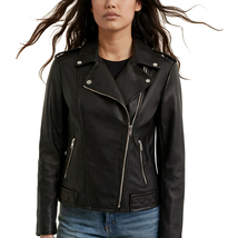 Storm Rider Women Black Brando Style Genuine Leather Jacket  - $340.77 CAD