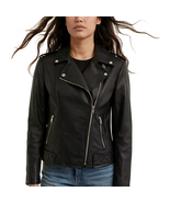 Storm Rider Women Black Brando Style Genuine Leather Jacket  - $339.08 CAD