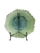Vintage Tapio Wirkkala Flower Green Sunflower Art Glass Serving Bowl Plate - £37.33 GBP