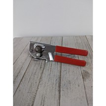 Vintage Swing Away Can Opener Bottle Opener Red Rubber Grips Manual 7&quot; - £10.26 GBP