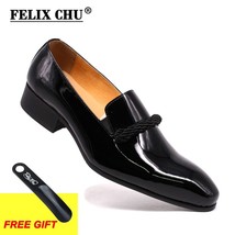 Size 7-13 Mens Dress Shoes Black Patent Leather Men Loafers With Black String Po - £102.52 GBP