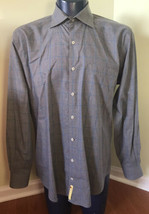 Peter Millar Large L Plaid Button Down Sport Shirt Gray Blue 100% Cotton... - $24.72
