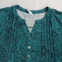 NY Collection ITU2146 Women's Green & Black Paisley 3/4 Sleeve Blouse Top Sz PXL image 15