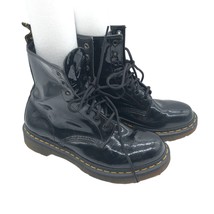 Dr. Martens 1460W Patent Leather Lace Up Boots Black Womens 8 - £45.59 GBP