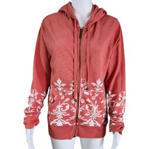 prAna Hoodie Women’s Large Coral Organic Cotton Full Zip Sweatshirt Sweater - $24.92