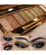   9 Colors Glitter Eyeshadow Eye Shadow Palette &amp; Makeup Cosmetic Brush ... - £8.92 GBP