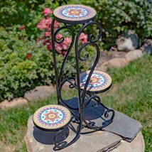Zaer Ltd. Mosaic Tile Furniture (3 Pot Plant Stand, Phoenix Colorful) - £94.12 GBP