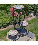 Zaer Ltd. Mosaic Tile Furniture (3 Pot Plant Stand, Phoenix Colorful) - £94.12 GBP