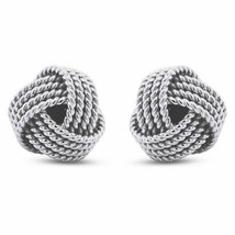 14K White Gold Plated Sterling Silver Twisted Love Knot Stud Earrings Christmas - £27.40 GBP