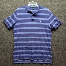 Vtg Polo Ralph Lauren Men&#39;s Sz L Blue Striped Golf Polo Shirt Casual - £19.29 GBP