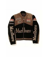 Men Marlboro Leather Jacket Vintage Racing Rare Motorcycle Biker Leather... - $136.93+