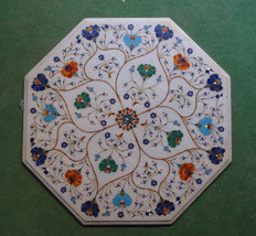 24&quot; Marble Coffee Table Top Rrare Stone Inlay Marquetry Home Mosaic Decor Gifts - £817.42 GBP