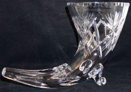 Vintage Cut Glass Crystal Cornucopia  Centerpiece Vase - £40.05 GBP