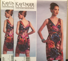 Vogue American Designer Kay Unger Fitted V-Neck Dress Size 6-14 Pattern V1302 - £11.88 GBP