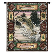 26x33 BASS Fish Lodge Wildlife Tapestry Wall Hanging - £64.78 GBP