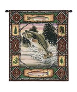 26x33 BASS Fish Lodge Wildlife Tapestry Wall Hanging - £64.21 GBP