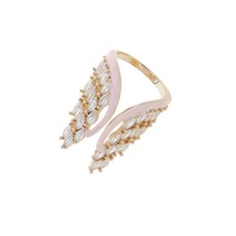 Rose Gold Metal Color Pastel Enamel Paved Tear Drop Cubic Zirconia CZ Open Adjus - £19.50 GBP