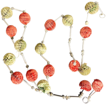 Vintage Christmas Garland Mercury Glass Paper Honeycomb Paper Balls  79” - £23.22 GBP