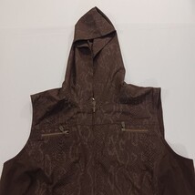 Zenergy by Chico's RN#79984 Women's Brown Full Zip Hooded Vest Pockets Size 2 image 10
