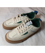 New Zara Girls Size 1 White Green Leather Tie Sneaker Shoes - £31.06 GBP