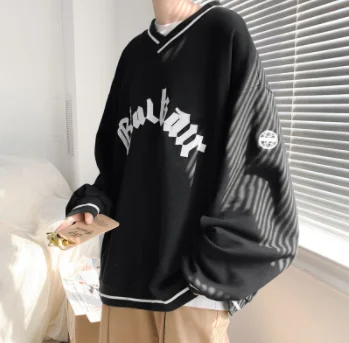  new hip-hop V-neck letter printing oversized Harajuku couple hoodie women&#39;s fas - £89.87 GBP