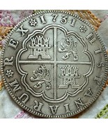 Rare Antique European 1731 Spain 8 Reales Silver Color Coin. Explore Now! - $27.90