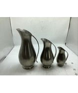 3 Vintage Royal Holland Pewter KMD Daalderop Pitcher Bud Flower Vase Han... - $81.35 CAD