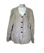 cut loose linen button up long sleeve Boho Lagenlook Top Blouse Size L - £20.54 GBP