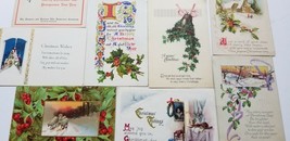 Lot Of Eight Antique 1910s 1920s Postcard Christmas Greetings Embossed Holly A4 - £6.04 GBP