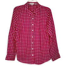 Crown &amp; Ivy Womens Blouse Size Medium Button Front Long Sleeve Red Collared - £10.19 GBP