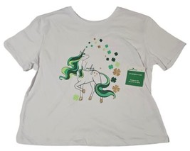 “Lucky” Green Unicorn Girls Size XL (14-16) White T-shirt - £5.70 GBP