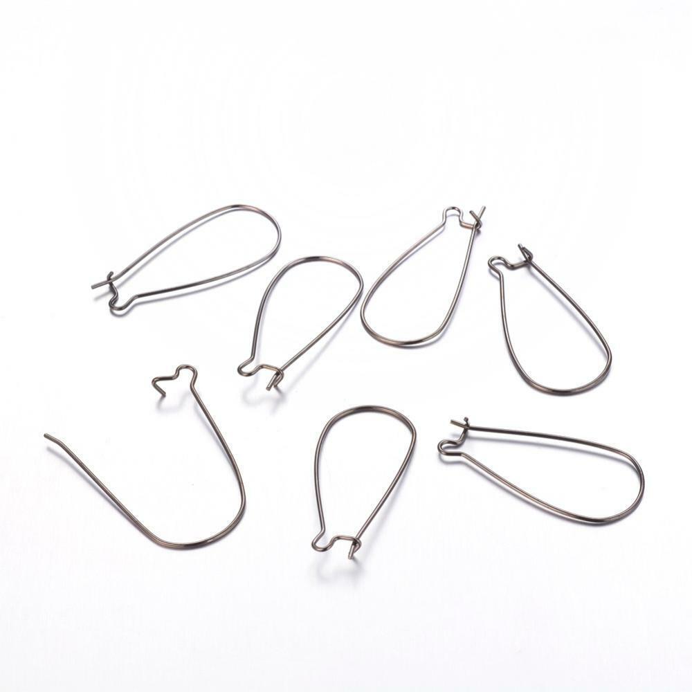 10 Kidney Earring Wires Black Gunmetal Ear Wires Dangle Earwires Long Fi... - $4.46