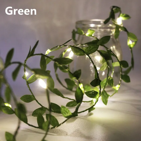 Leaves Gar Fairy Light Holiday Lamp Battery Powered Copper Wire Green Leaf Strin - £123.83 GBP