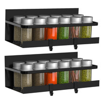 2Pack Magnetic Spice Holder Rack Kitchen Organizer Fridge Spices Shelf w/4 Hooks - £32.64 GBP