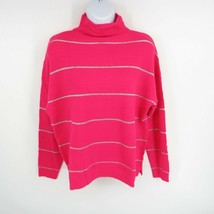 Kim Rogers Pink Silver Petite Mock Neck LUREX Sweater Small - $18.81