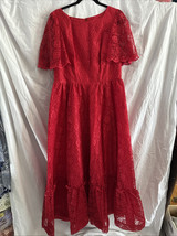 Red Taffeta Lace Formal Dress Vintage Maxi - $34.65