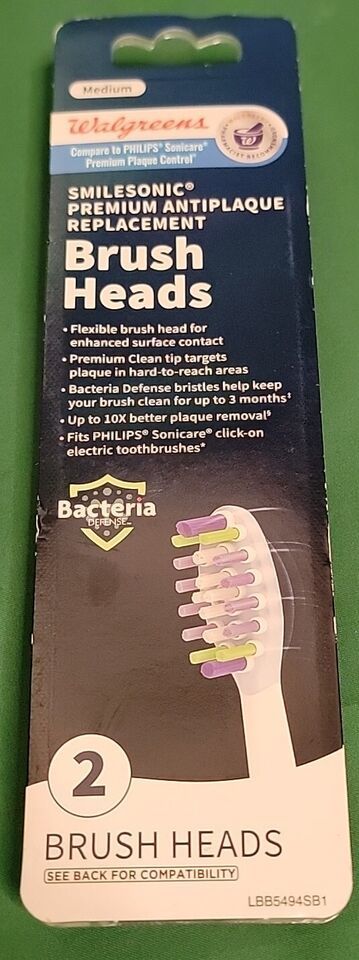 Walgreens Smilesonic Premium Antiplaque Replacement Brush Heads 2-Pack. ... - $4.89